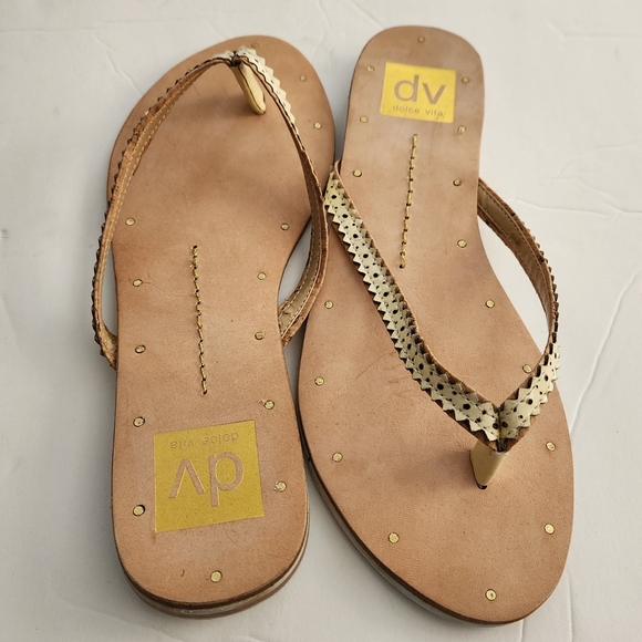 DOLCE VITA Women's Leather Slide on Sandals in Tan & Cream Size 6 NWOT      5006 - Picture 4 of 8